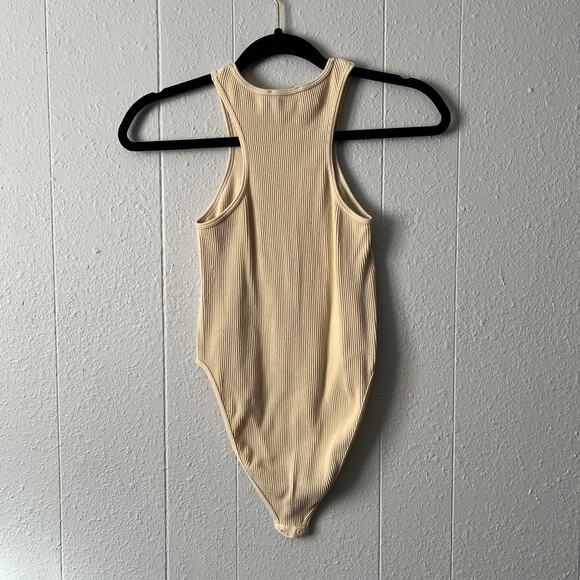 Zara Bodysuit Womens XS Ribbed Stretch Racerback Coquette Capsule Minimalist - Picture 4 of 8